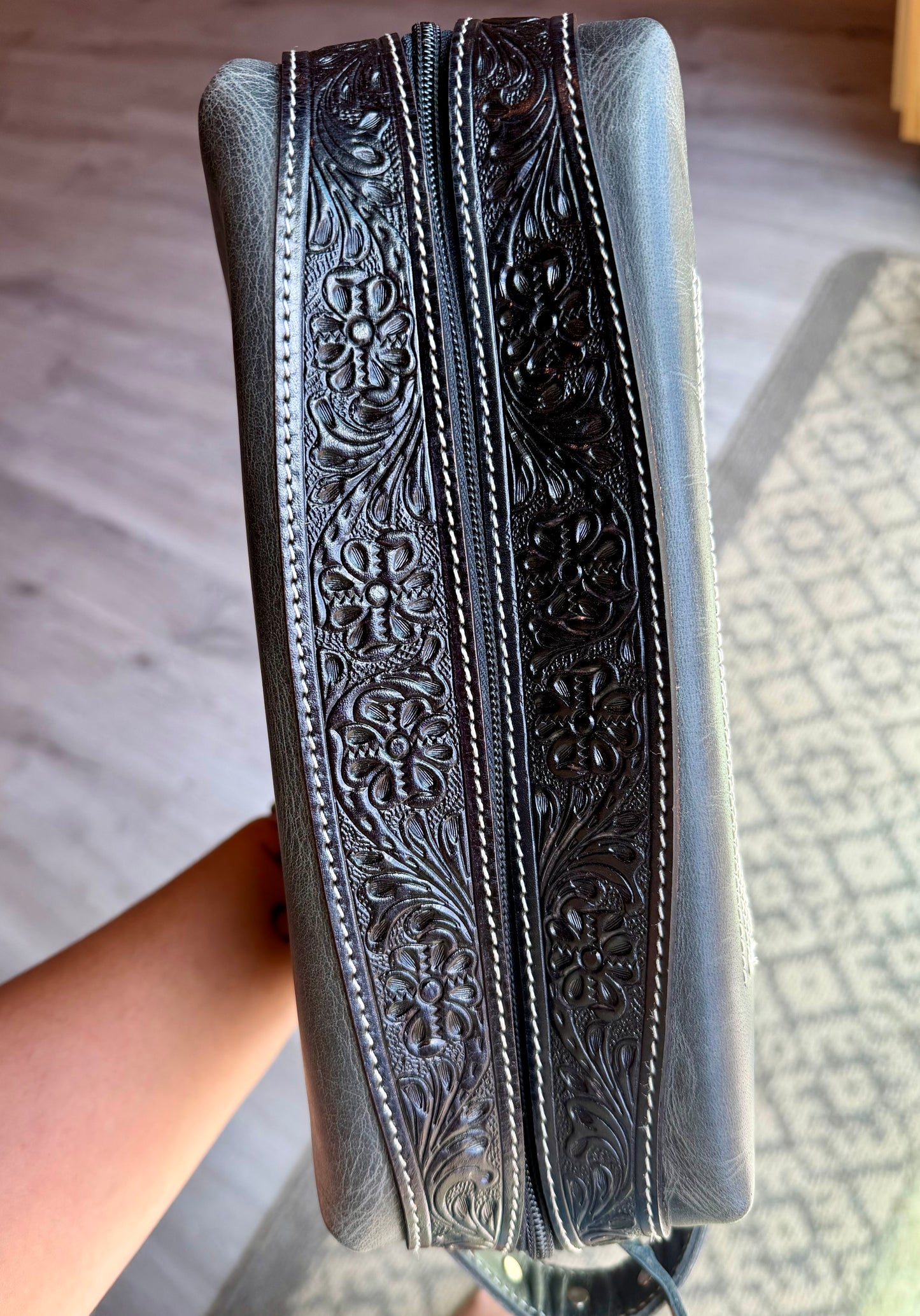 Boot stitch toiletry bag
