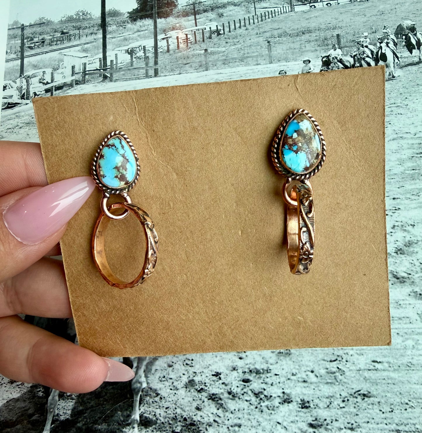 Golden hills & copper stud hoops