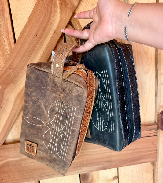 Boot stitch toiletry bag
