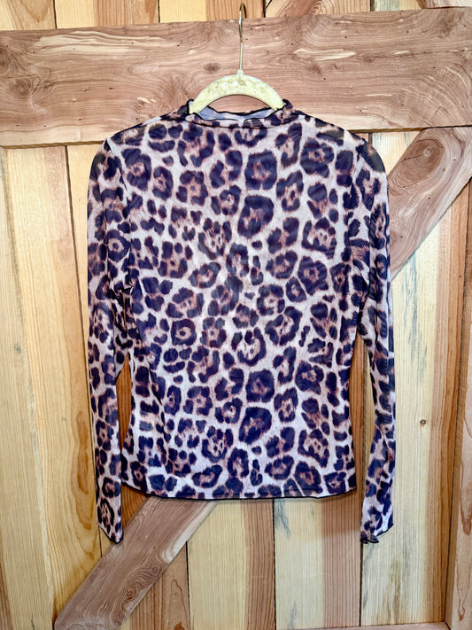 Leopard mesh top