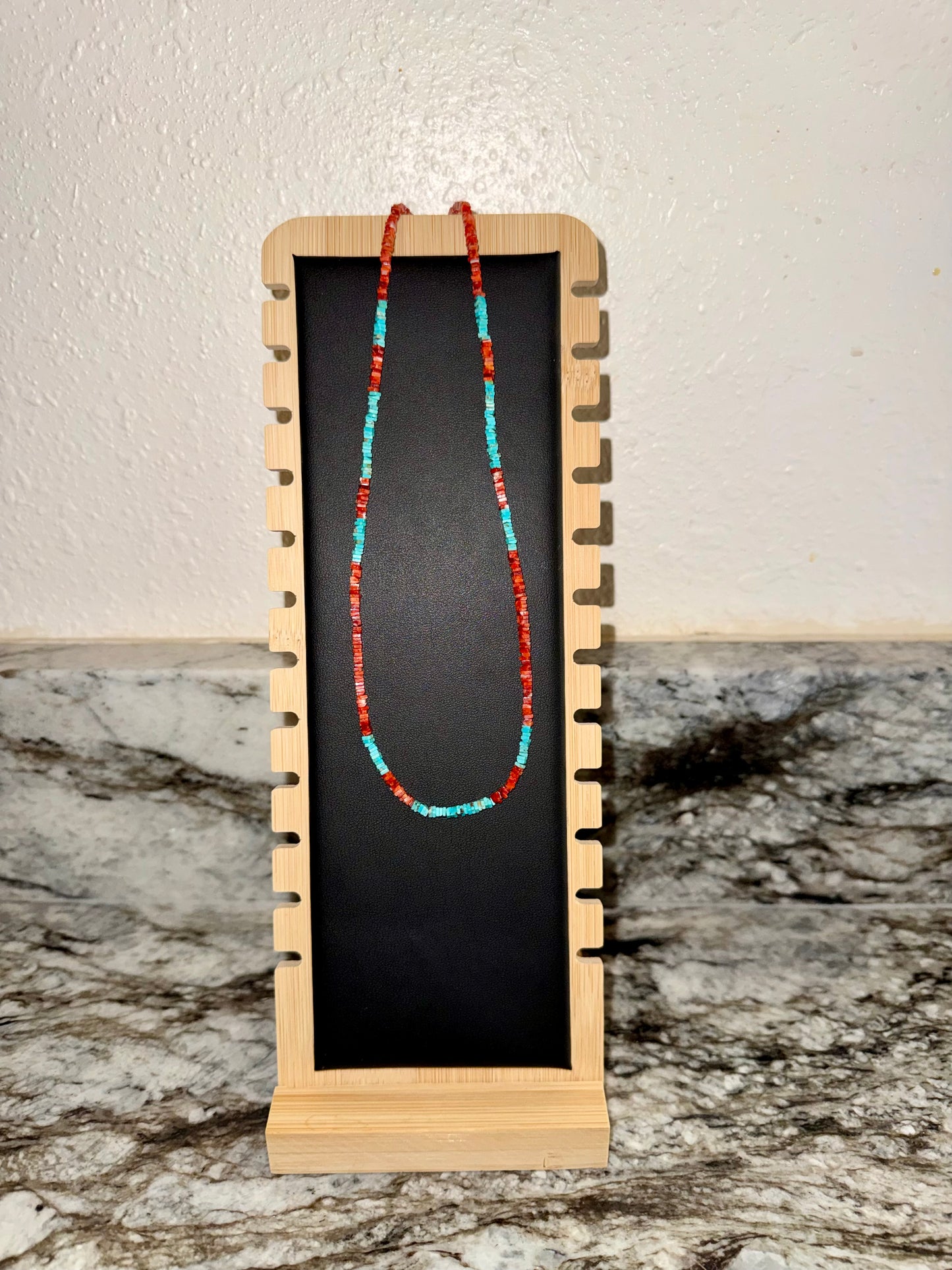 Turquoise and spiny seed necklace