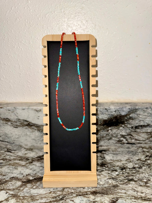 Turquoise and spiny seed necklace