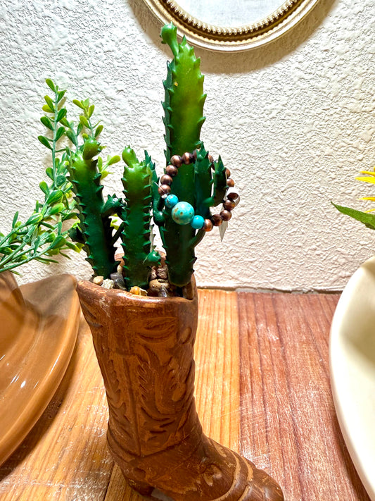 Copper bead & turquoise stretch ring