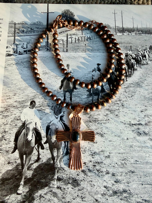 Copper cross with pearls