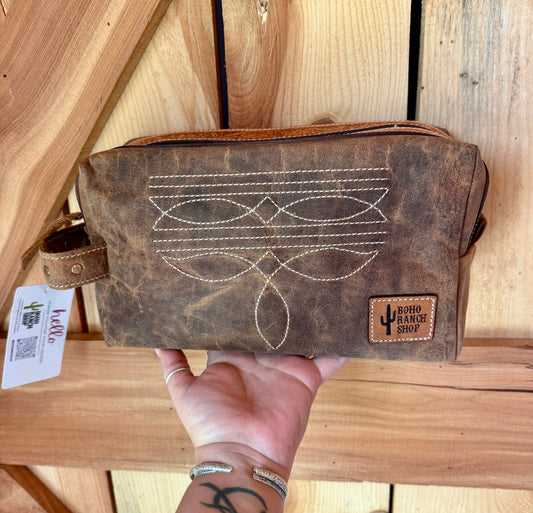 Boot stitch toiletry bag