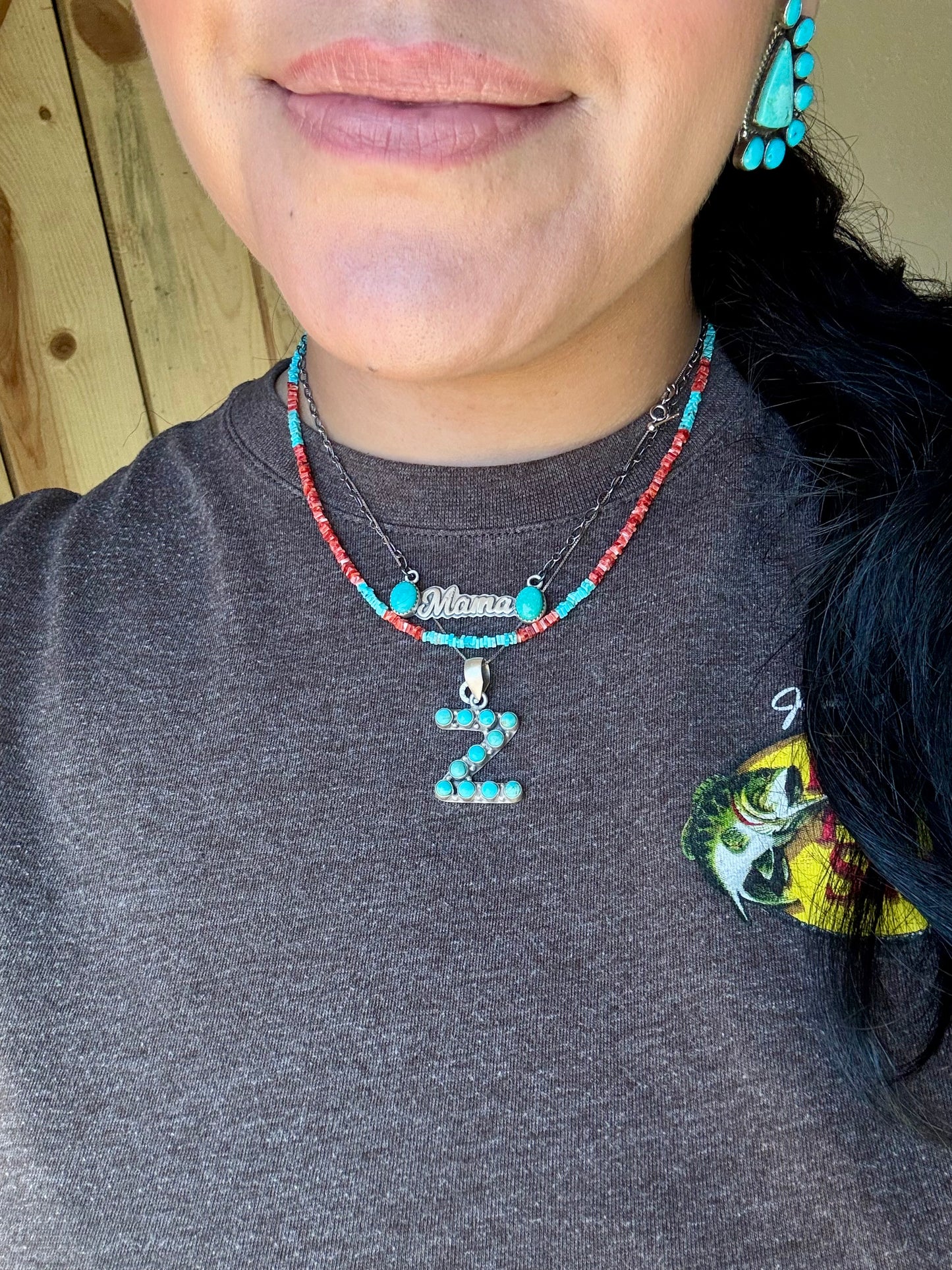 Turquoise and spiny seed necklace