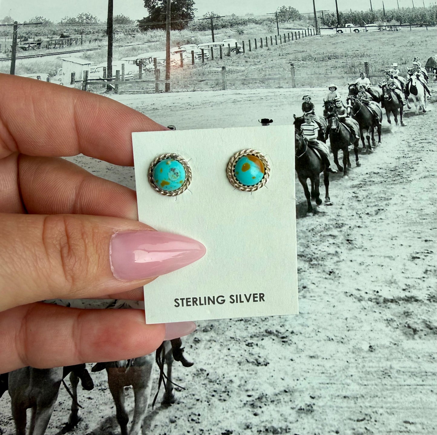 Dainty turquoise studs