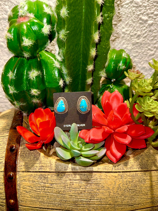 Sterling silver Sonoran blue tear drop studs
