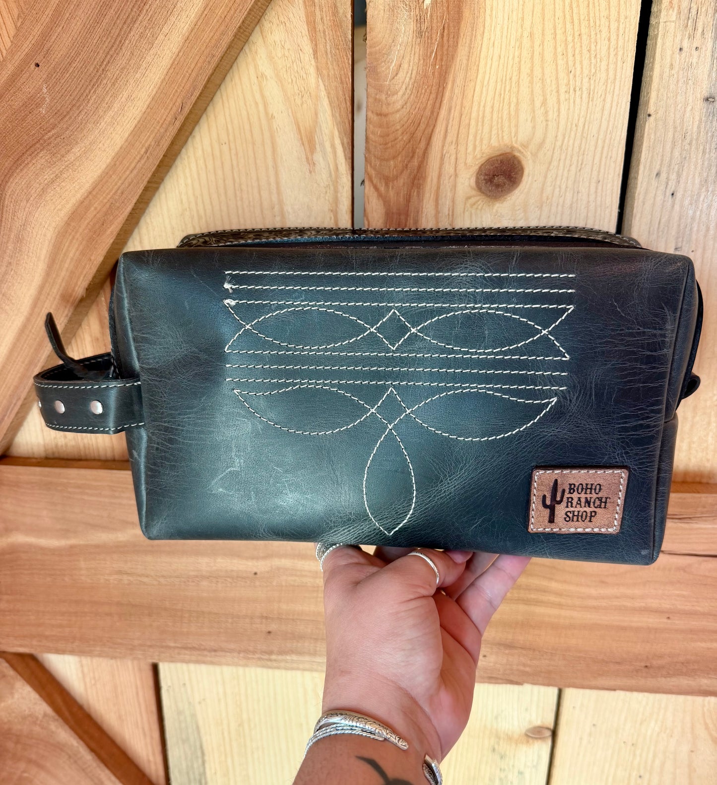 Boot stitch toiletry bag